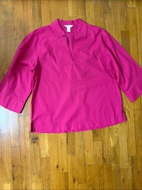 H&M Bright Pink V-Neck Tunic Blouse